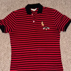 Red and blue stripped Gucci polo shirt